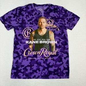 Kane Brown Crown Royal The High Road Tour T Shirt Purple Camo Mens Size Large